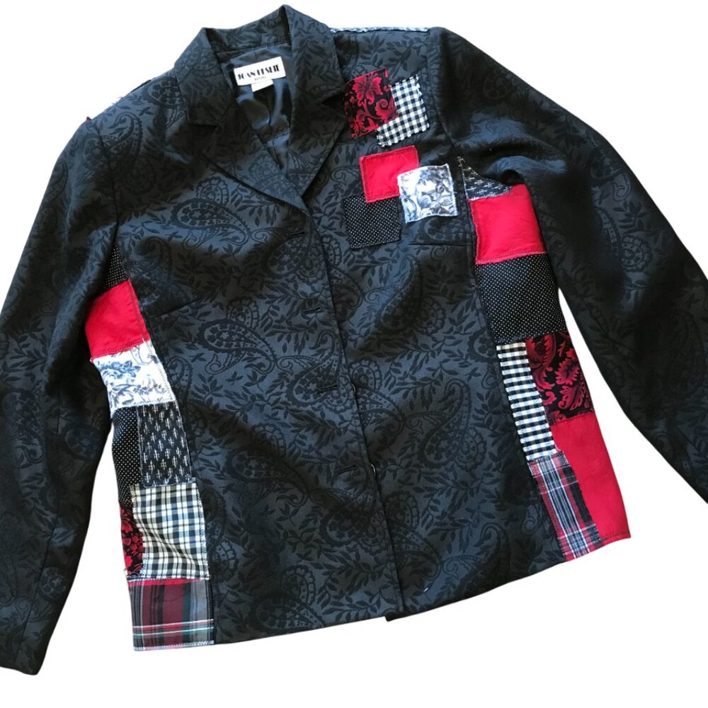 Upcycled Patchwork Jacket, Handcrafted Boho Red B… - image 8